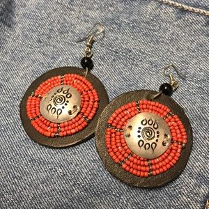 Black and red earrings